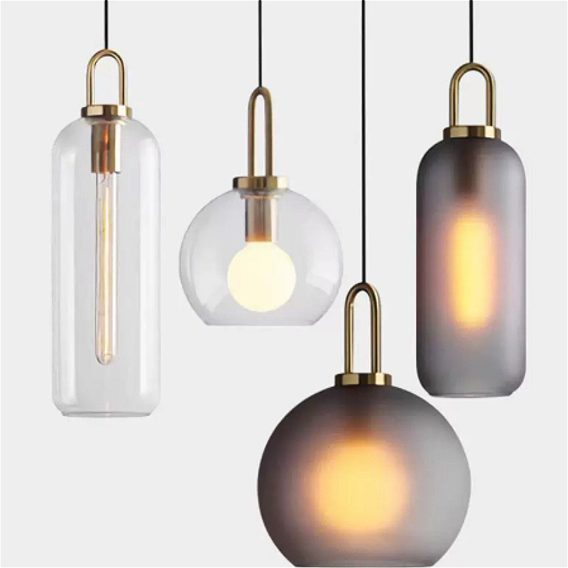 Home Bathroom Lighting Design - Скандинавский дизайнерский стеклянный светильник с черной