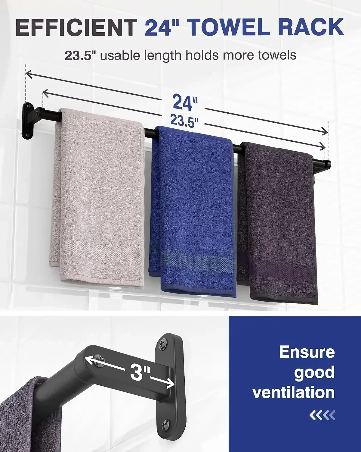 Матовая черная вешалка для пол – обзор и цена Home Essentials Bathroom Rack
