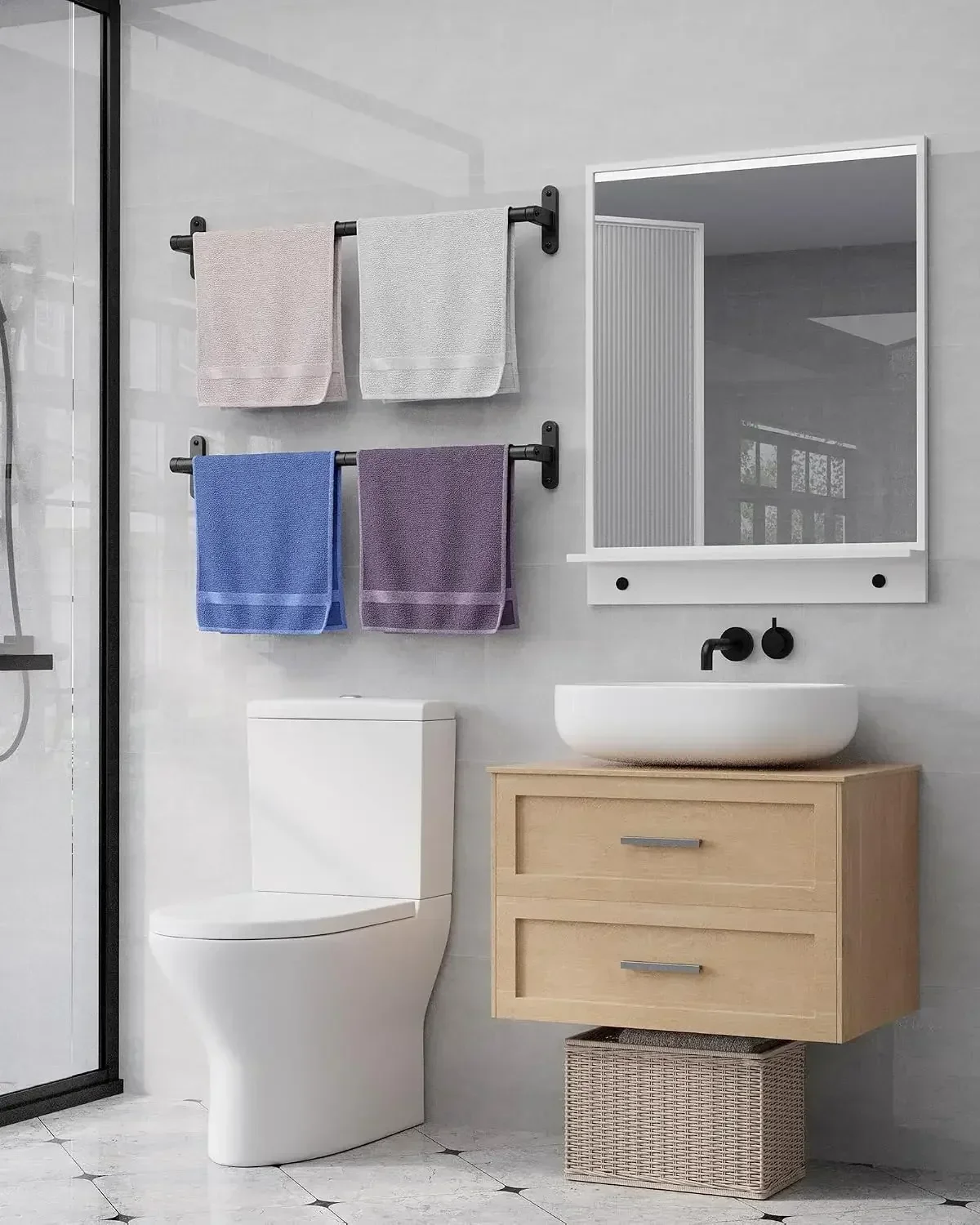 Матовая черная вешалка для пол – обзор и цена Home Essentials Bathroom Rack